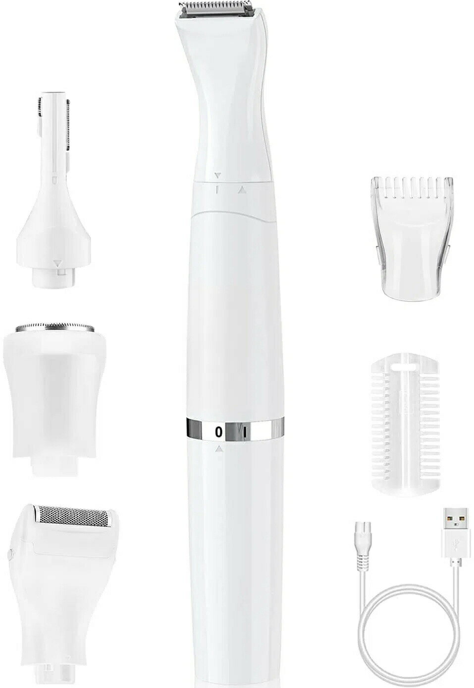 レディースシェーバー 電動シェーバー 女性 USB充電式 1台4役電気シェーバー vio シェーバー カミソリ 顔そり 眉毛 腕 脇 足 産毛 ビキニライン ムダ毛処理 水洗い可 プレゼント 日本語説明書 ブラック