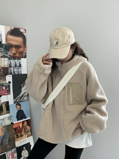 秋冬保温模倣ラムウールコート新型ゆったり韓国版厚手の衛衣連帽ファスナー冬服 裏起毛ファッション メガ割 秋冬保温模倣ラムウールコート新型ゆったり韓国版厚手の衛衣連帽ファスナー冬服 裏起毛ファッション メガ割