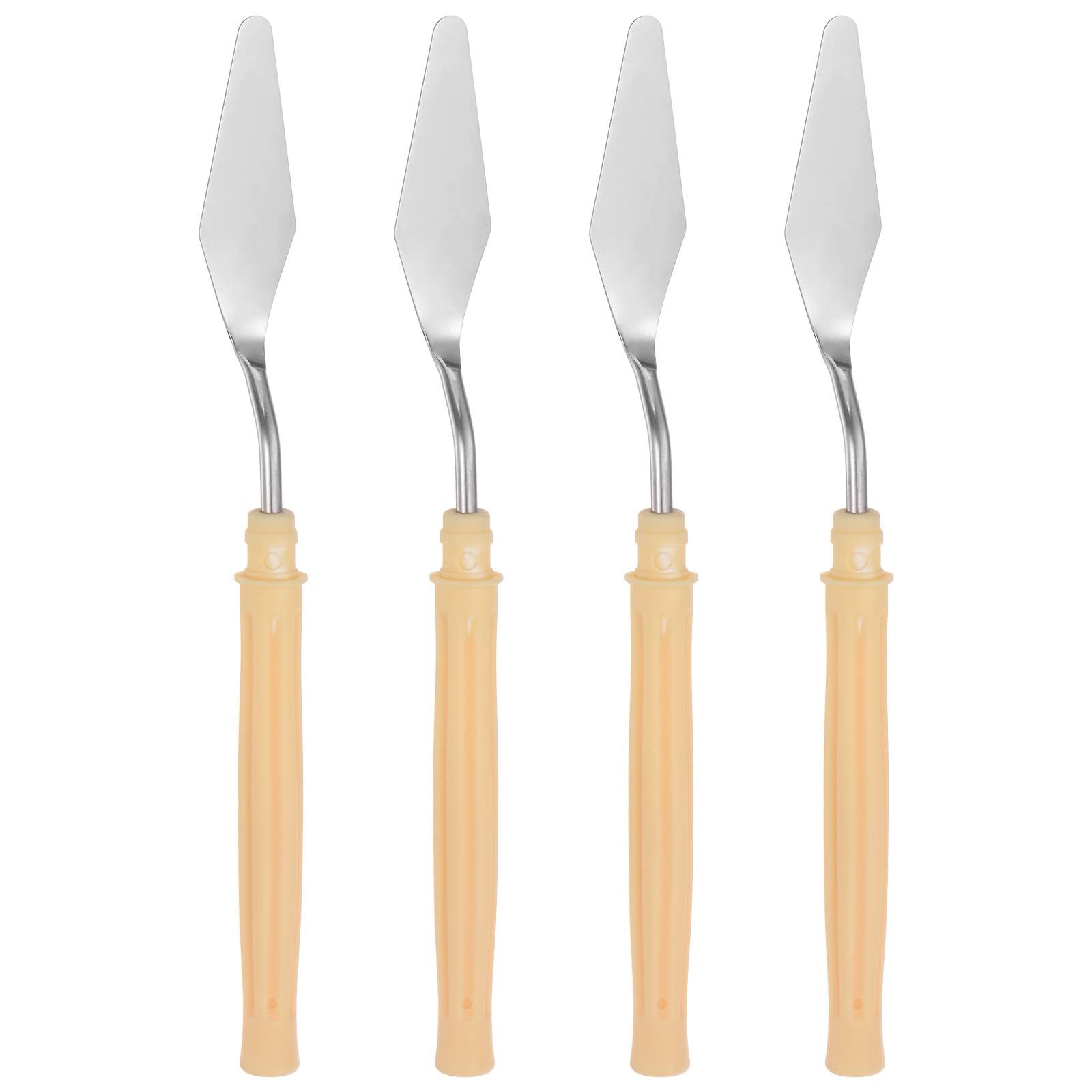 Tパレットナイフ ステンレス鋼 大型とんがりヘラ ペインティングパレットナイフ プラスチック製ハンドル付き 油彩 アクリル キャンバス ミキシング スプレッディング用 No.3 幅17mm 4本入り(3)