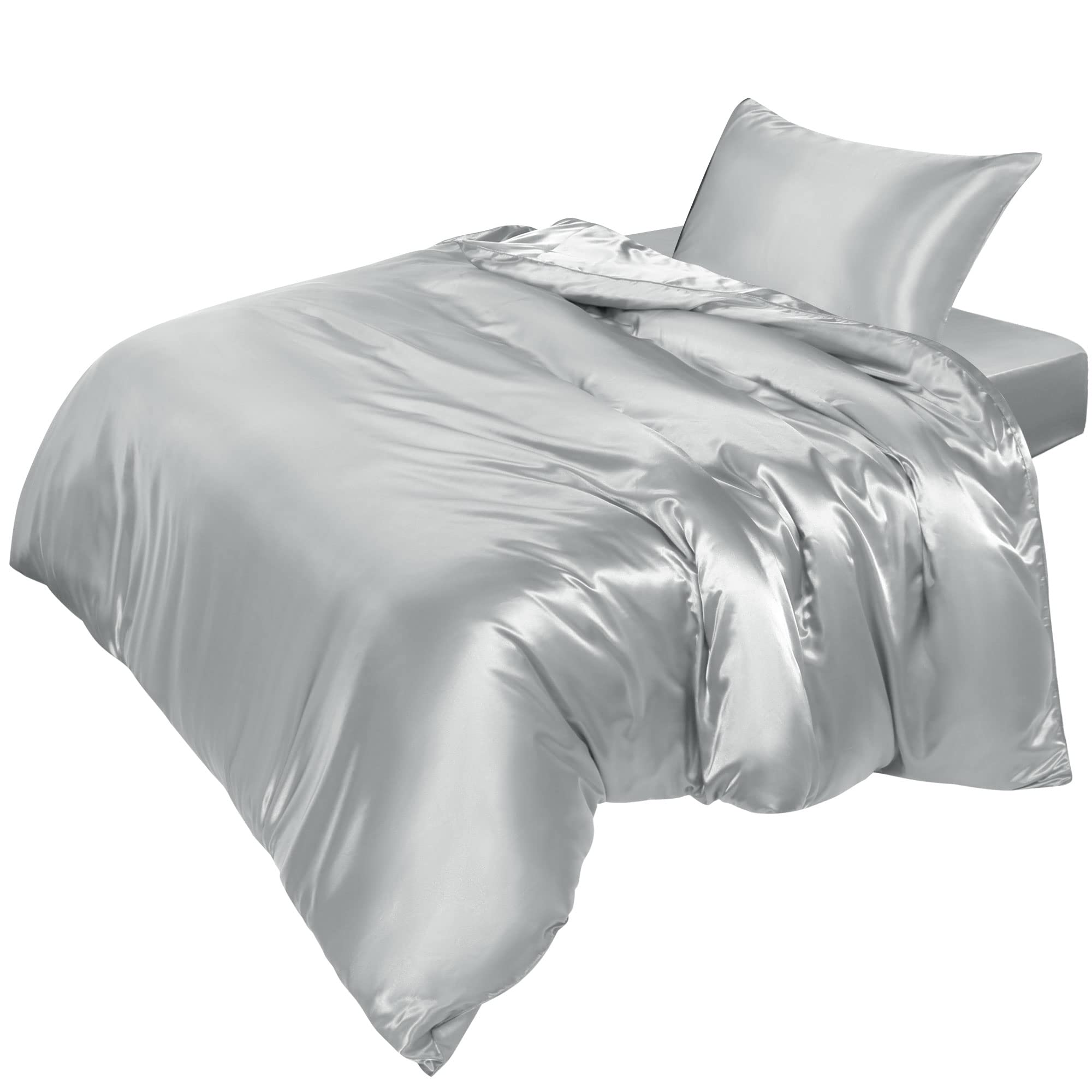 T布団カバー シングル 3点セット サテン 掛け布団カバー 寝具カバーセット レーヨン素材 ツルツル 光沢..