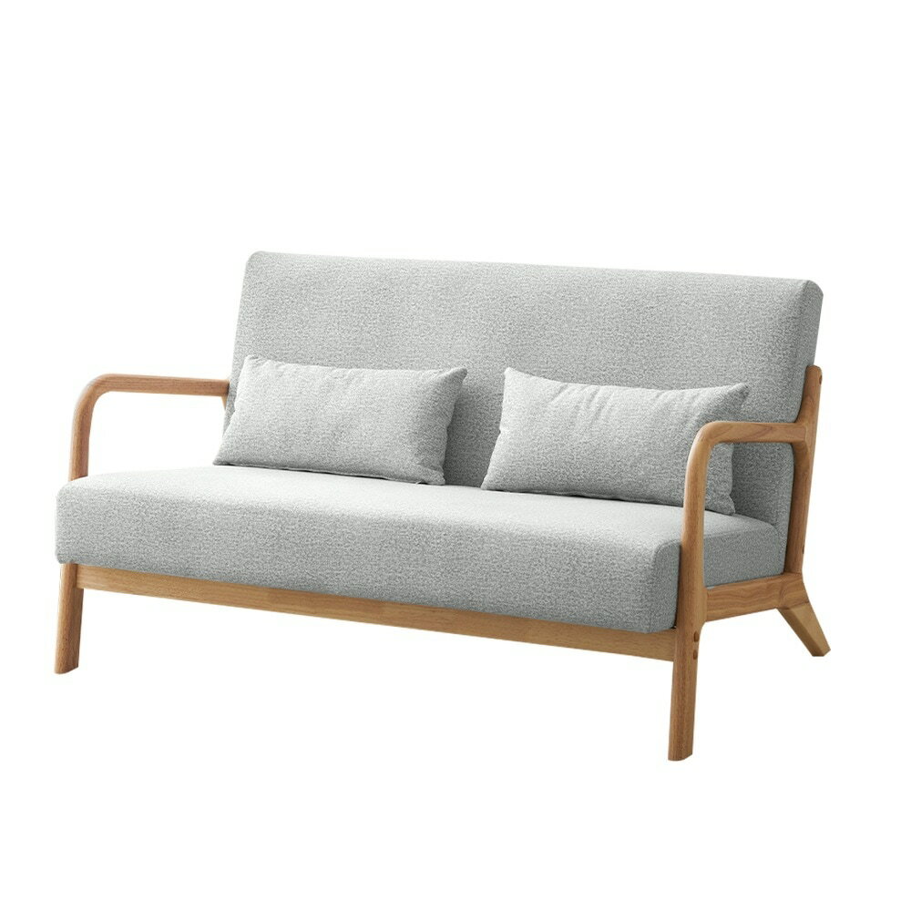 ソファー ソファ 2人掛け 木製 北欧 ファブリック リビングソファ 肘付き 天然木 通気性にも優れているのでソファ ライトグレ