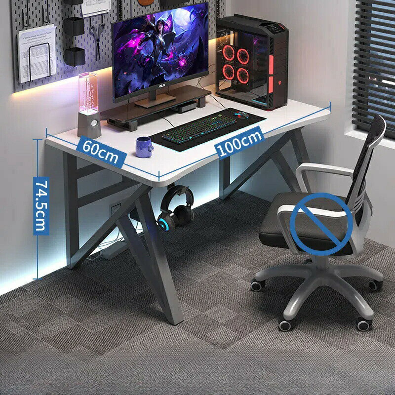 DIY eスポーツスタイルのコンピュータデスクトップテーブルホームベッドルームシンプルなオフィスデスク学生ライティングデスクテーブルと椅子の組み合わせ