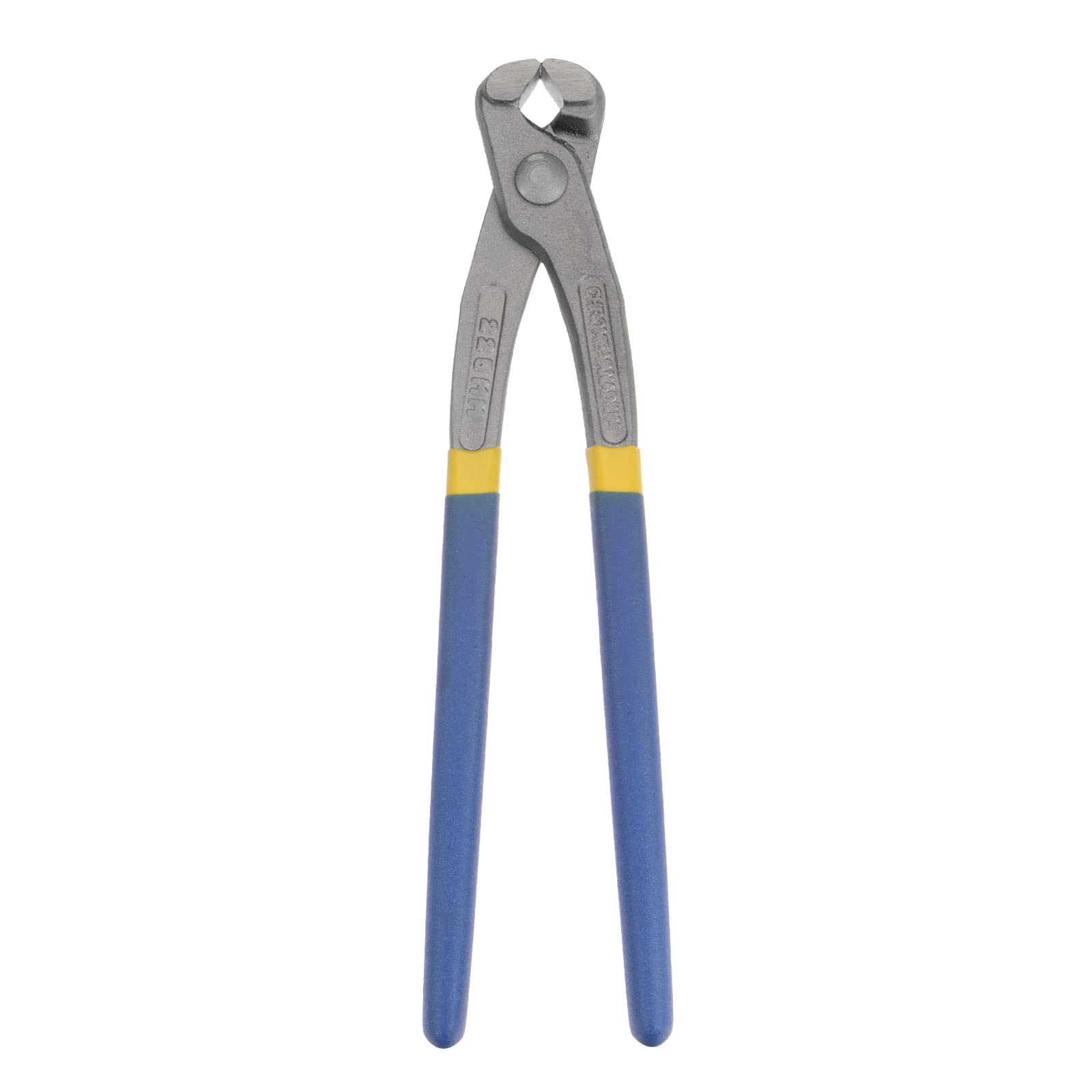 T エンドカッティングペンチ ネイルコンクリートニッパー プライヤー ブルーとイエローのプラスチックハンドル付き IY工芸品用 宝石作り 20.32cm
