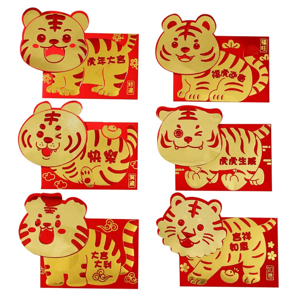 36個/ 6パック 新年の赤いパケットマネーバッグ ユニバーサルギルディングの赤い封筒 ミックススタイル、タイプ1