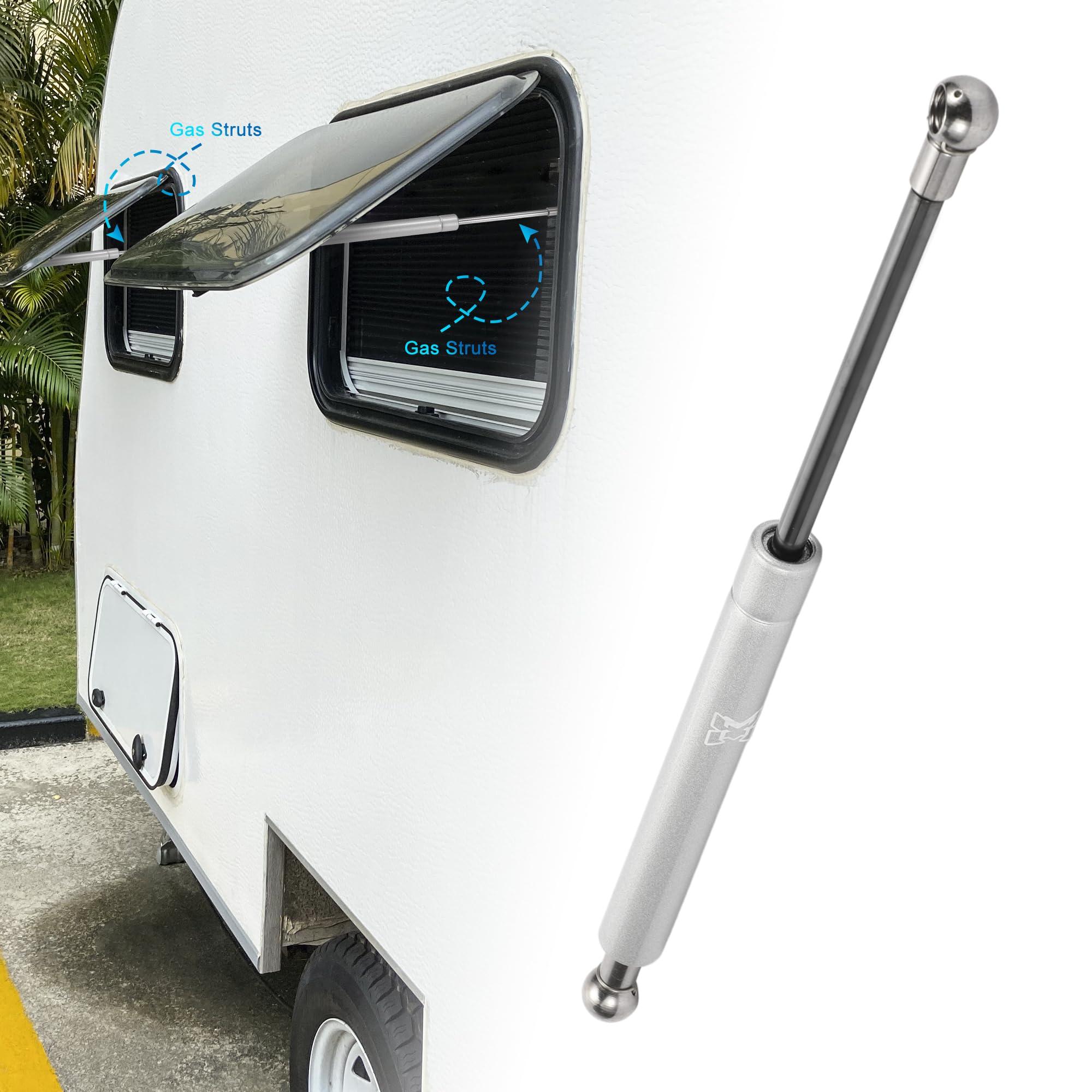 T1 Pc 12インチ 22ポンド/100N シルバートーン リフトサポート ストラット ショック ガススプリング RV カー トラック ボート用