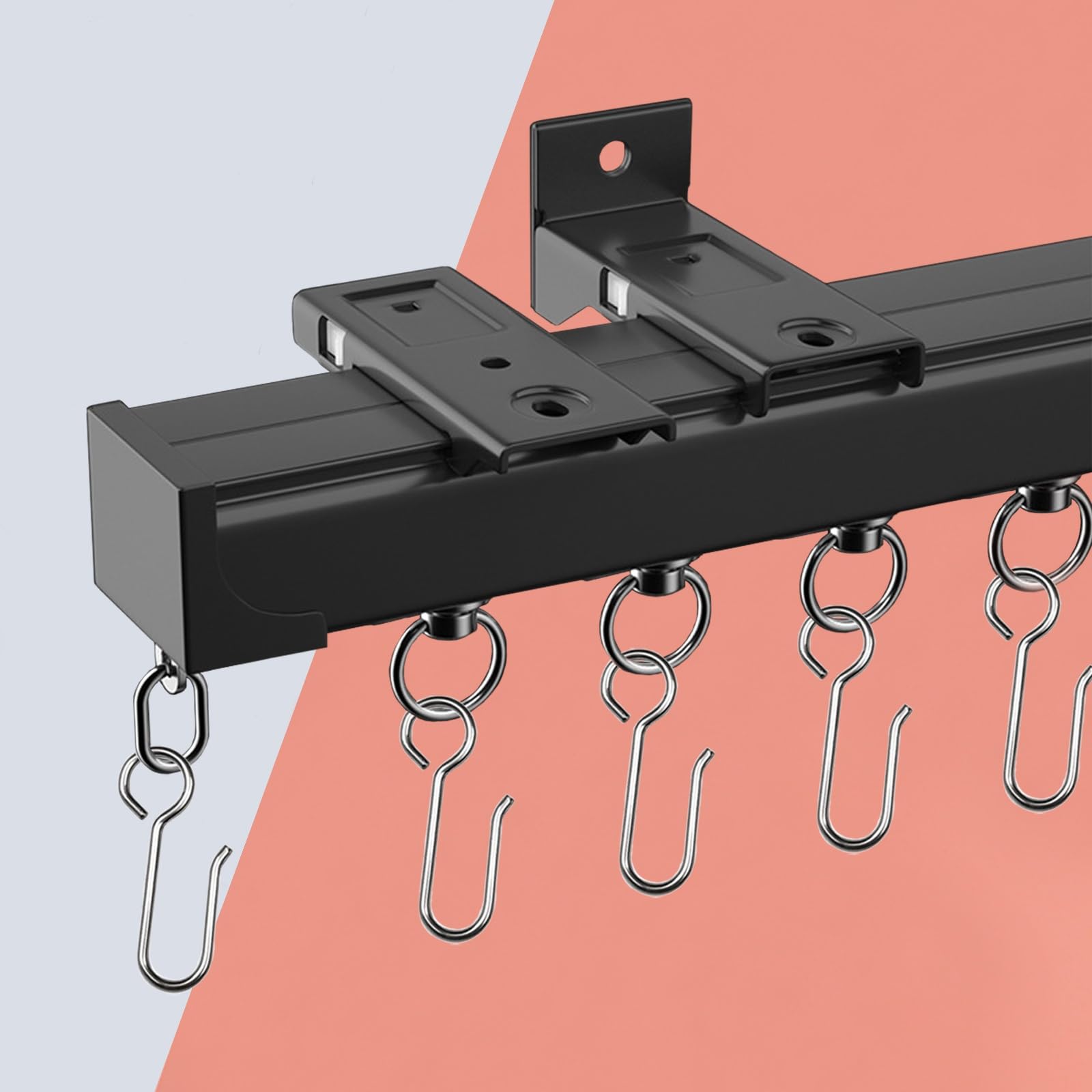 重型カーテンレール、カーテンランナー、フック付き、天井・壁掛けカーテンレール、70cm～600cm カーテ..