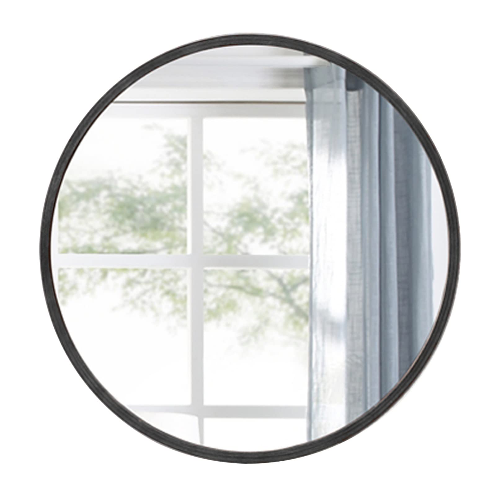 壁掛け 鏡 天然木枠 丸型 ミラー 直径 40 50 60 70cm 浴室鏡 玄関 ミラー 壁飾り 木の色、茶色、黒 姿..