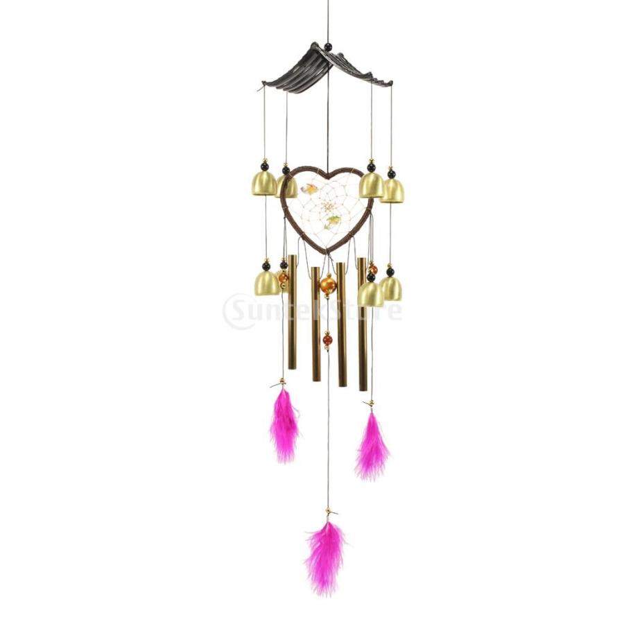 金属 風鈴 ウインドチャイム 吊り下げ装飾 納涼 癒し音 インテリア 屋外 全13タイプ - ピンク