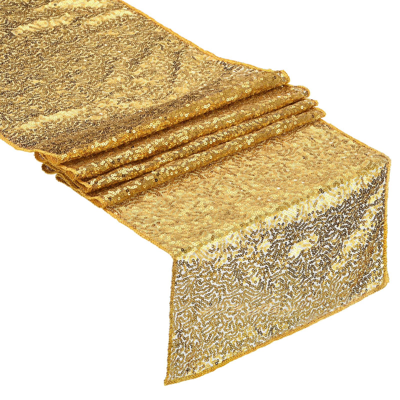 T ダークシャンパン テーブルランナー 275cm x 30cm 長い輝くスパンコール テーブルランナー イベント..