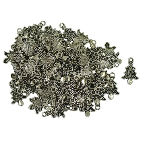 クリスマス クリスマスツリーチャーム ペンダント チベットシルバー 50pcs 22ミリメートル クリスマス クリスマスツリーチャーム ペンダント チベットシルバー 50pcs 22ミリメートル