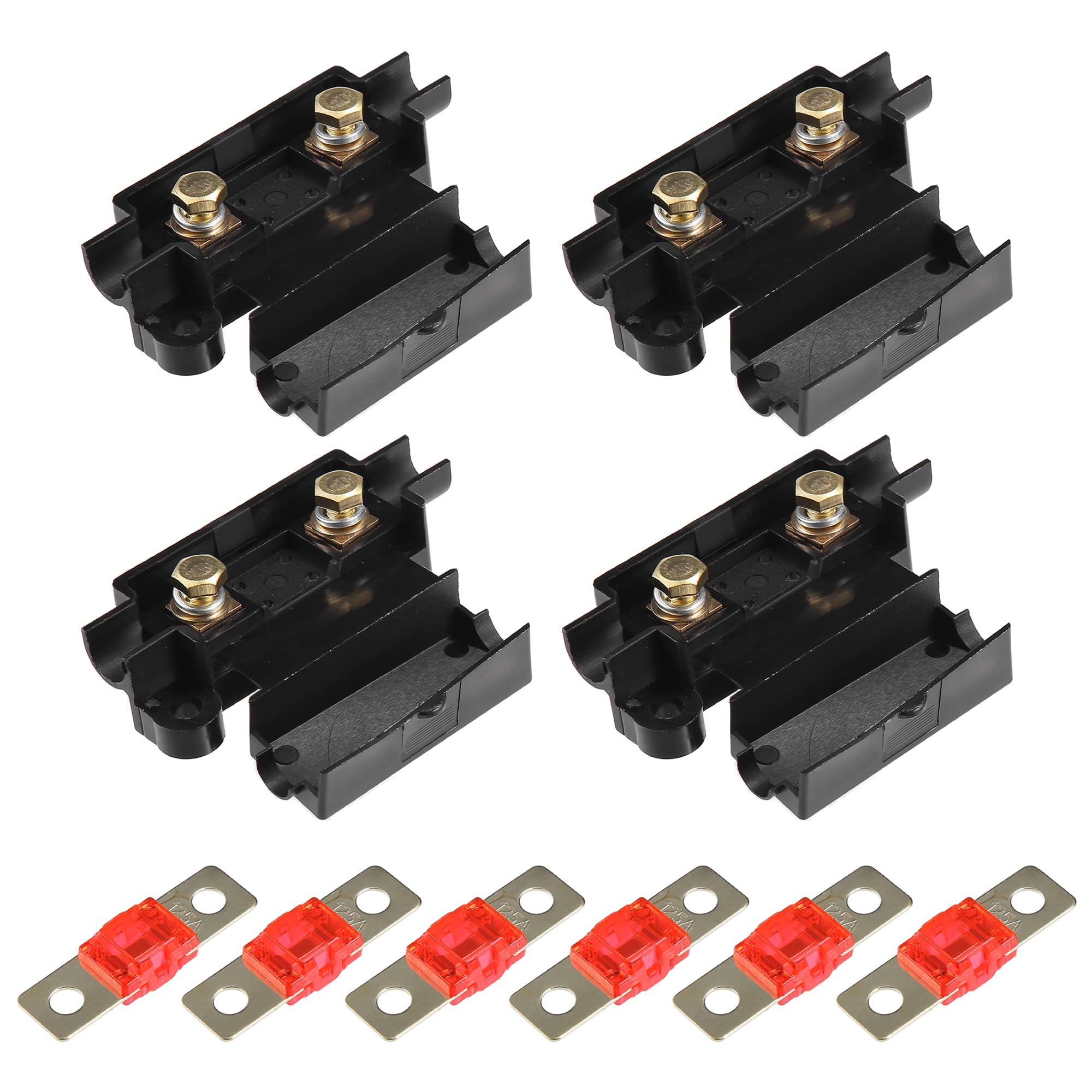 T125Aヒューズ インラインホルダー付き 電気保護ヒューズブル カーオーディオ ビデオステレオ用 ブラッ..