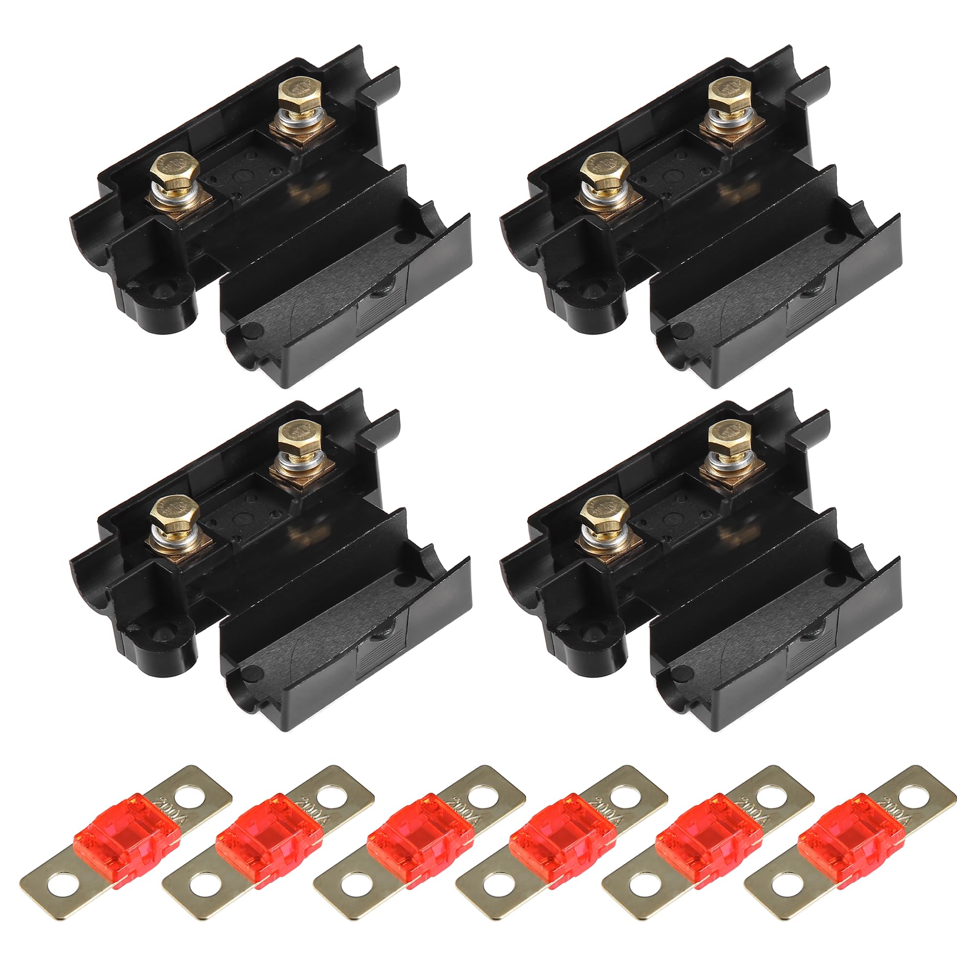 T200Aヒューズ 電気保護ヒューズ インラインホルダ付き カーオーディオビデオステレオ用 ブラック 10個