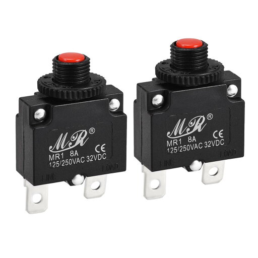 T熱サーキットブレーカー 125 / 250V AC プッシュボタン手動リセット 過負荷保護スイッチ 8A T熱サーキットブレーカー 125 / 250V AC プッシュボタン手動リセット 過負荷保護スイッチ 8A