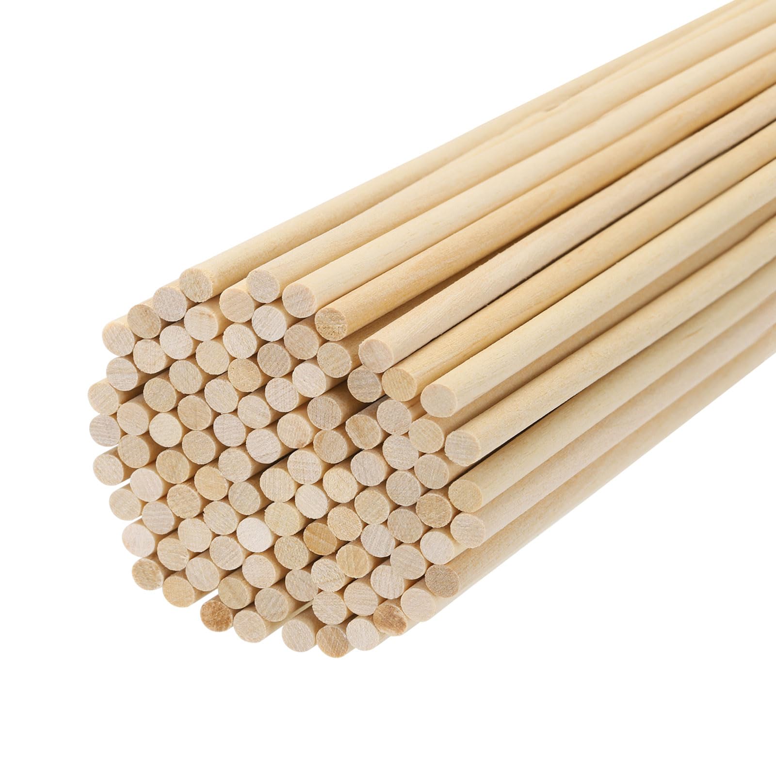 T 丸い木の棒 0.2"x7.87" 未塗装のハードウッドスティック クラフト用の小枝 DIYクラフト 100本セット