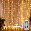 カーテンライト1個、300個のLEDカーテンフェアリーライト、リモコン付き、8モード298.7×298.7cmカーテンストリングライト、USBプラグ、銅線ライト、寝室の窓のクリスマスウェディングパーティーに最適