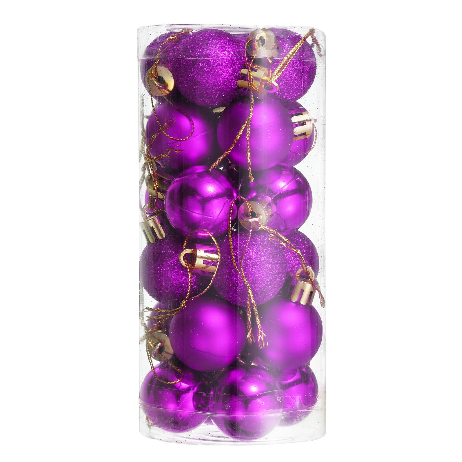 T24個セット 1.1" クリスマスボールオーナメント シャッタープルーフ クリスマスツリー装飾 吊り下げボール クリスマスツリーのホリデー装飾用 (パープル)