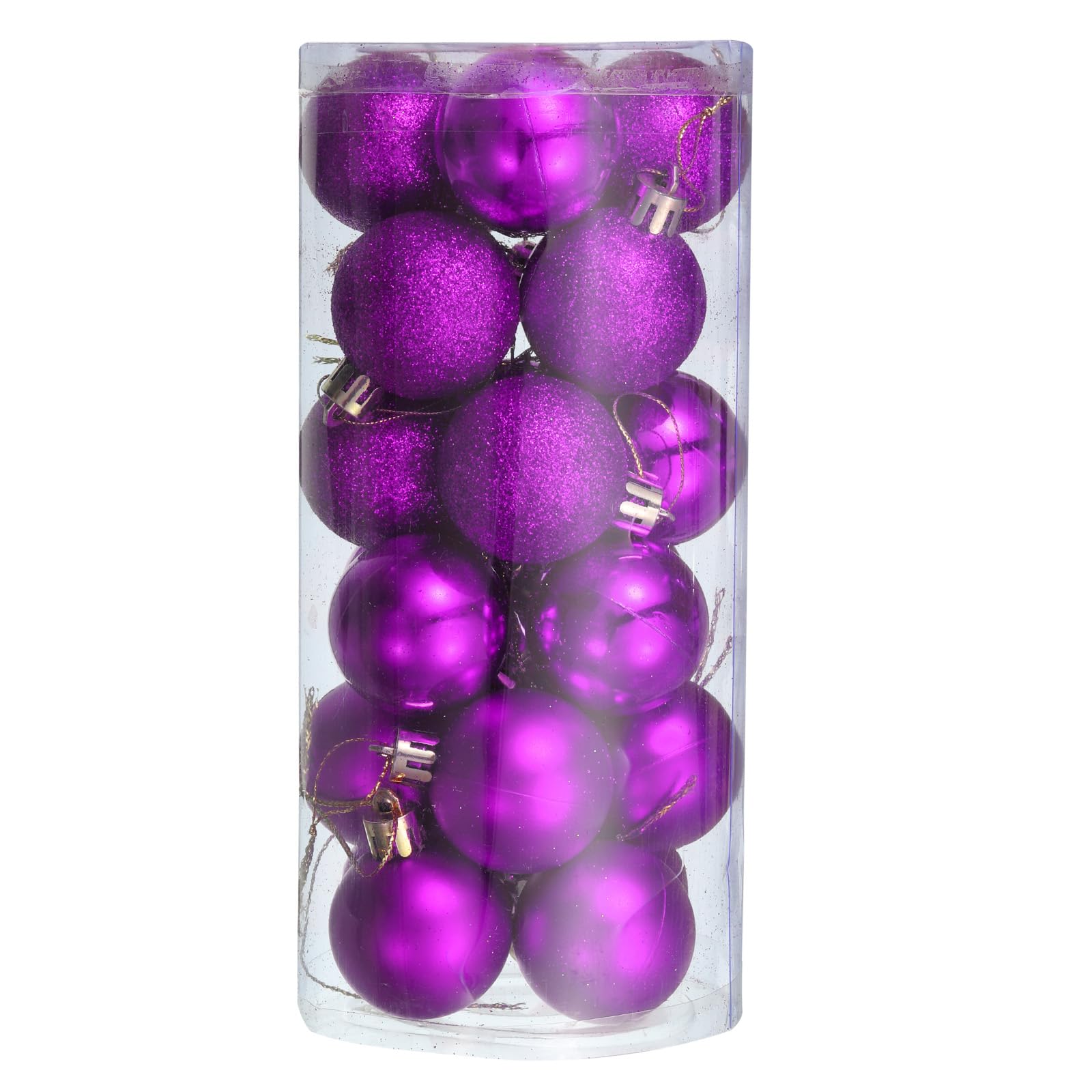T24個セット 1.5" クリスマスボールオーナメント シャッタープルーフ クリスマスツリー装飾 吊り下げボール クリスマスツリーのホリデー装飾用 (パープル)
