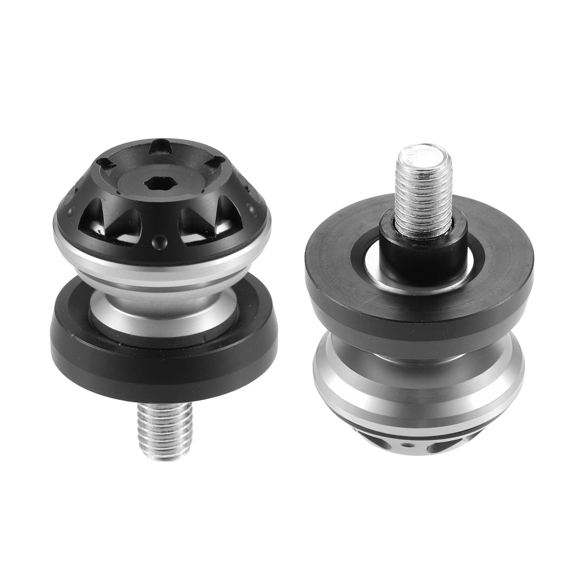 T バイク用スイングアーム スプール スライダー スタンド 10mm M10x1.5 シルバートーン アルミニウム合..