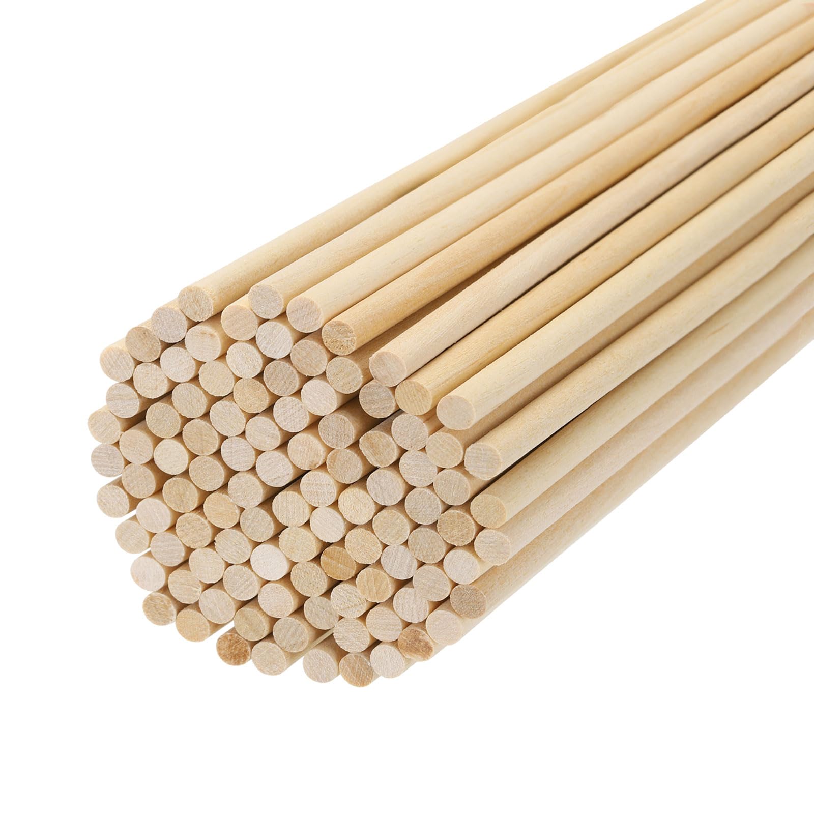 T 丸い木の棒 0.2"x9.84" 未塗装のハードウッドスティック クラフト用の小枝 DIYクラフト 100本セット