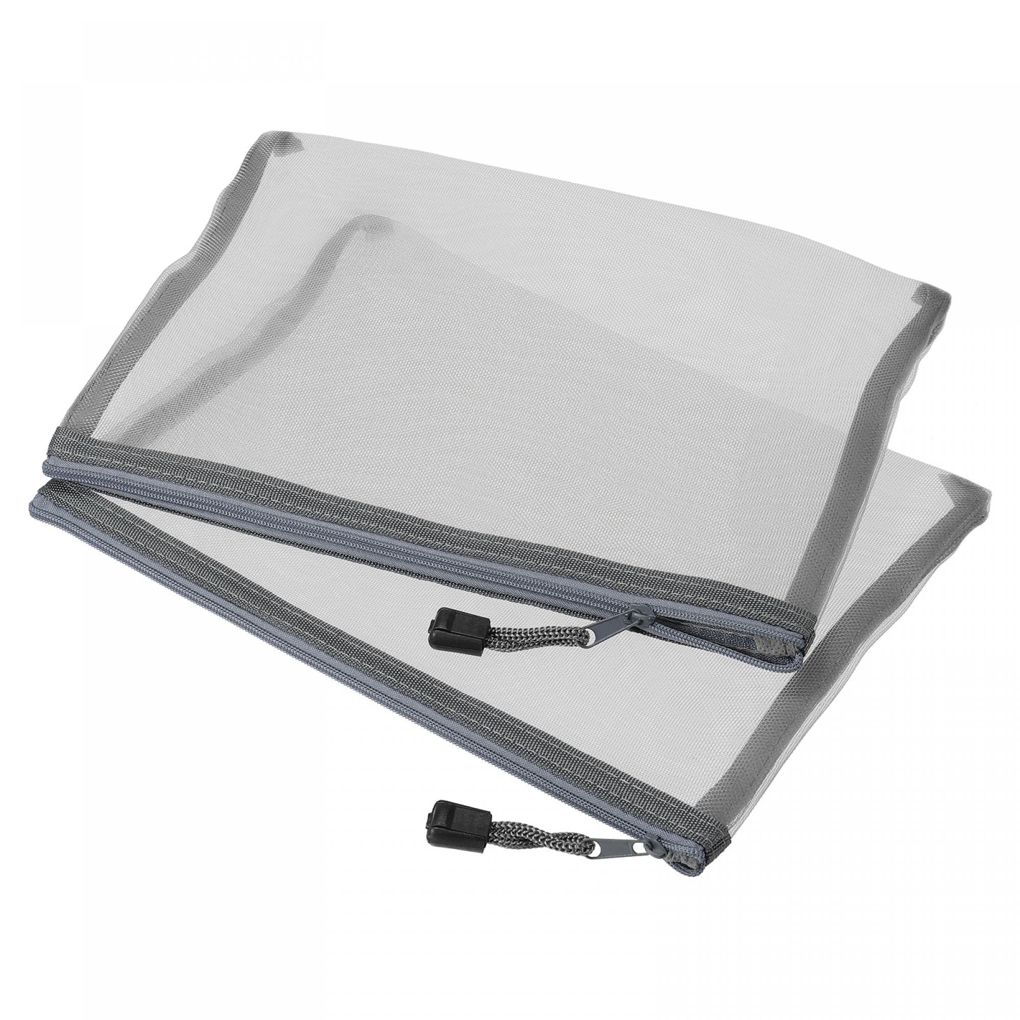 T メッシュジッパーバッグ ジップポーチ ペンシルケース 収納ポケット A5 ナイロン トラベル オフィスアクセサリー用 グレー 6枚入り