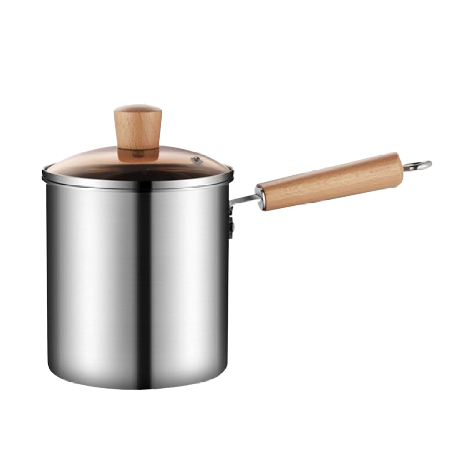 フライヤー 304 ステンレス鋼フライヤー 家庭用小串 パスタ鍋 木製ハンドル ガラス鍋蓋付 フィルター付..