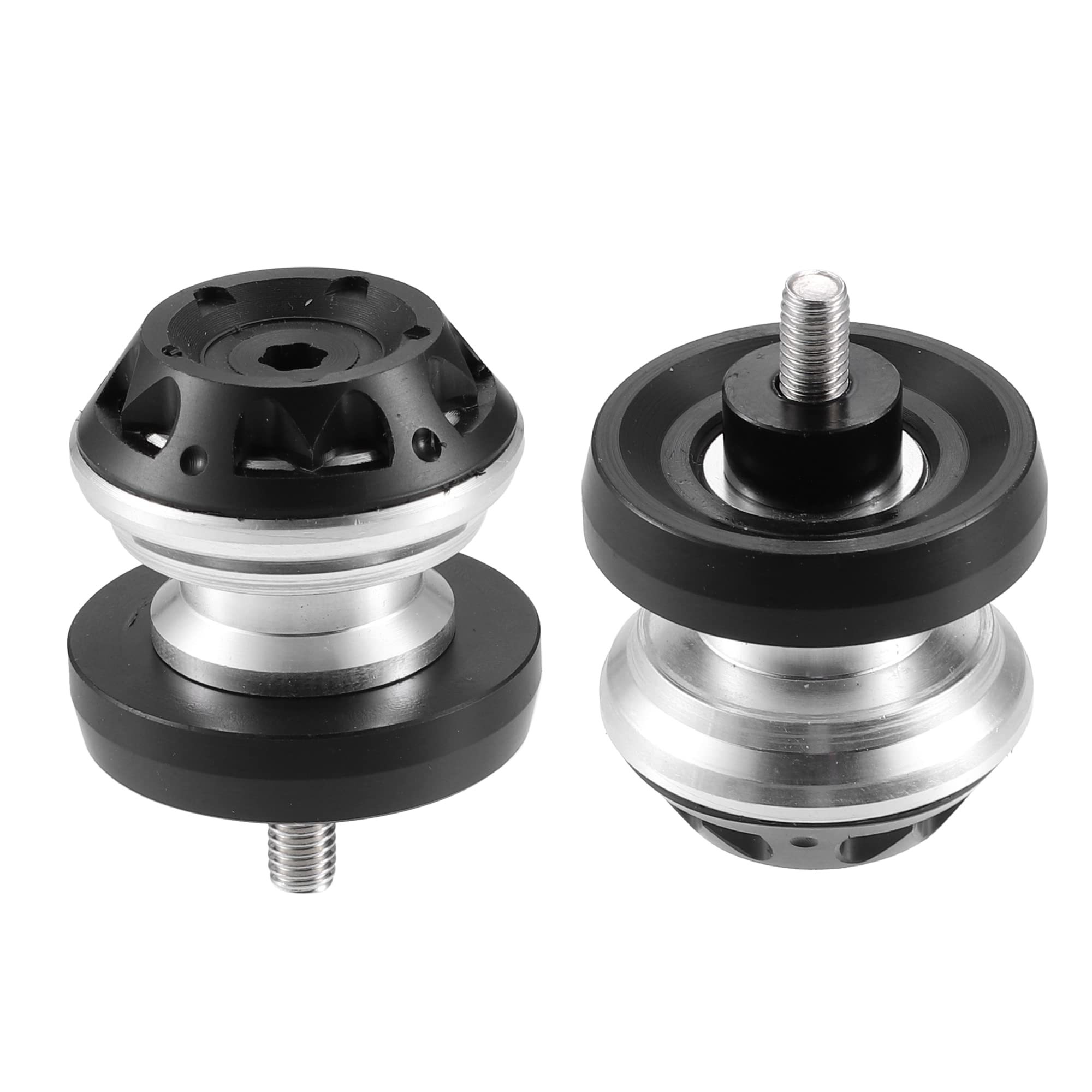 T 2個入り 6mm M6x1 シルバートーン アルミニウム合金 オートバイ スイングアーム スプール スライダー..