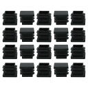 Tパイプキャップ プラスチック 四角形 椅子 フロアプロテクター パイプ ブラック 20mm x 20mm 15個入り