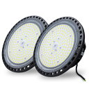 (リョクエン) LED 投光器 100W ペンダントライト16000LM 高天井照明 UFO型 屋外用 IP66 防水 吊り下げ電源内蔵 80% 省エネ掲示板、...