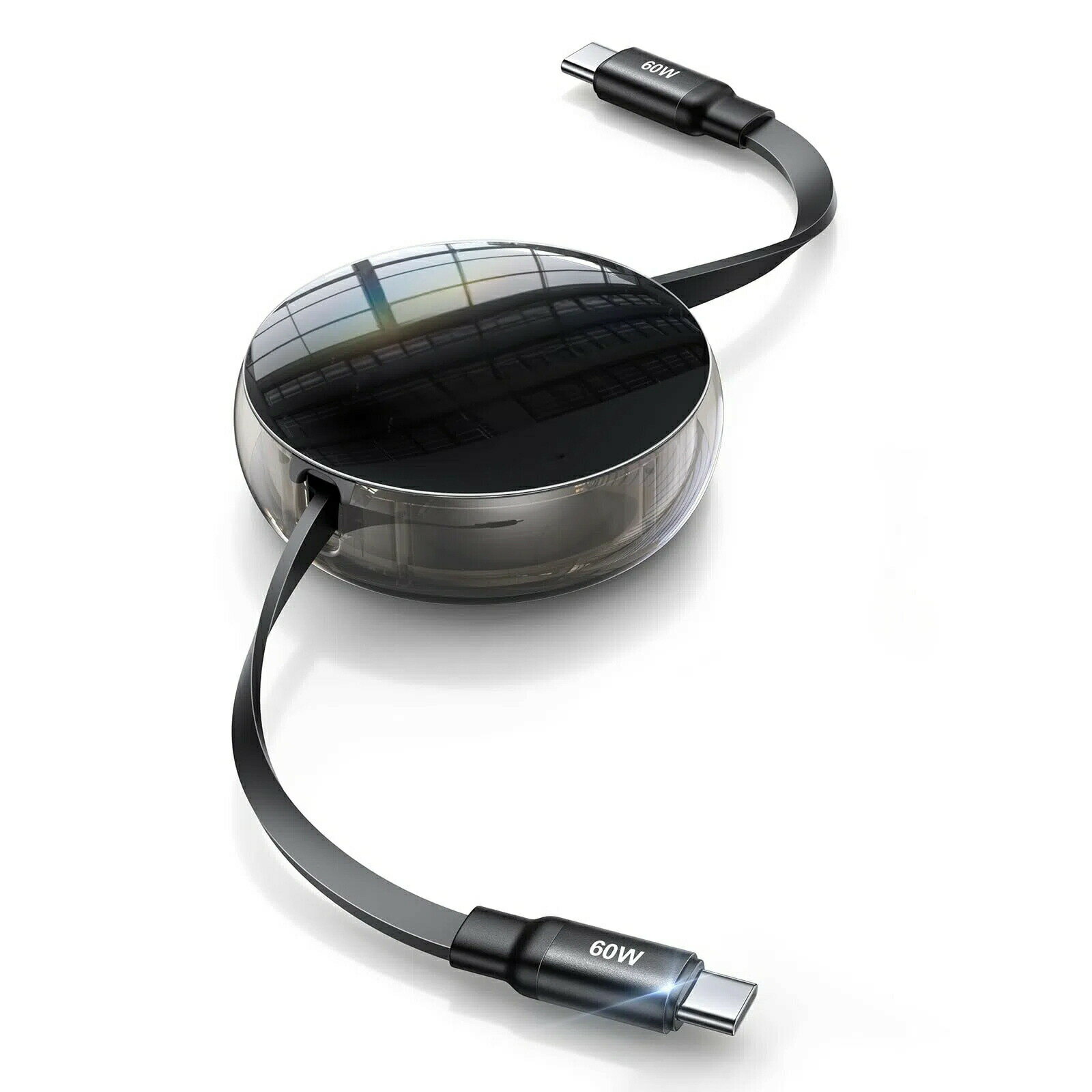 Cケーブル充電ケーブル 、 データ転送 絡み防止 伸縮式収納 タイプc ケーブル互換