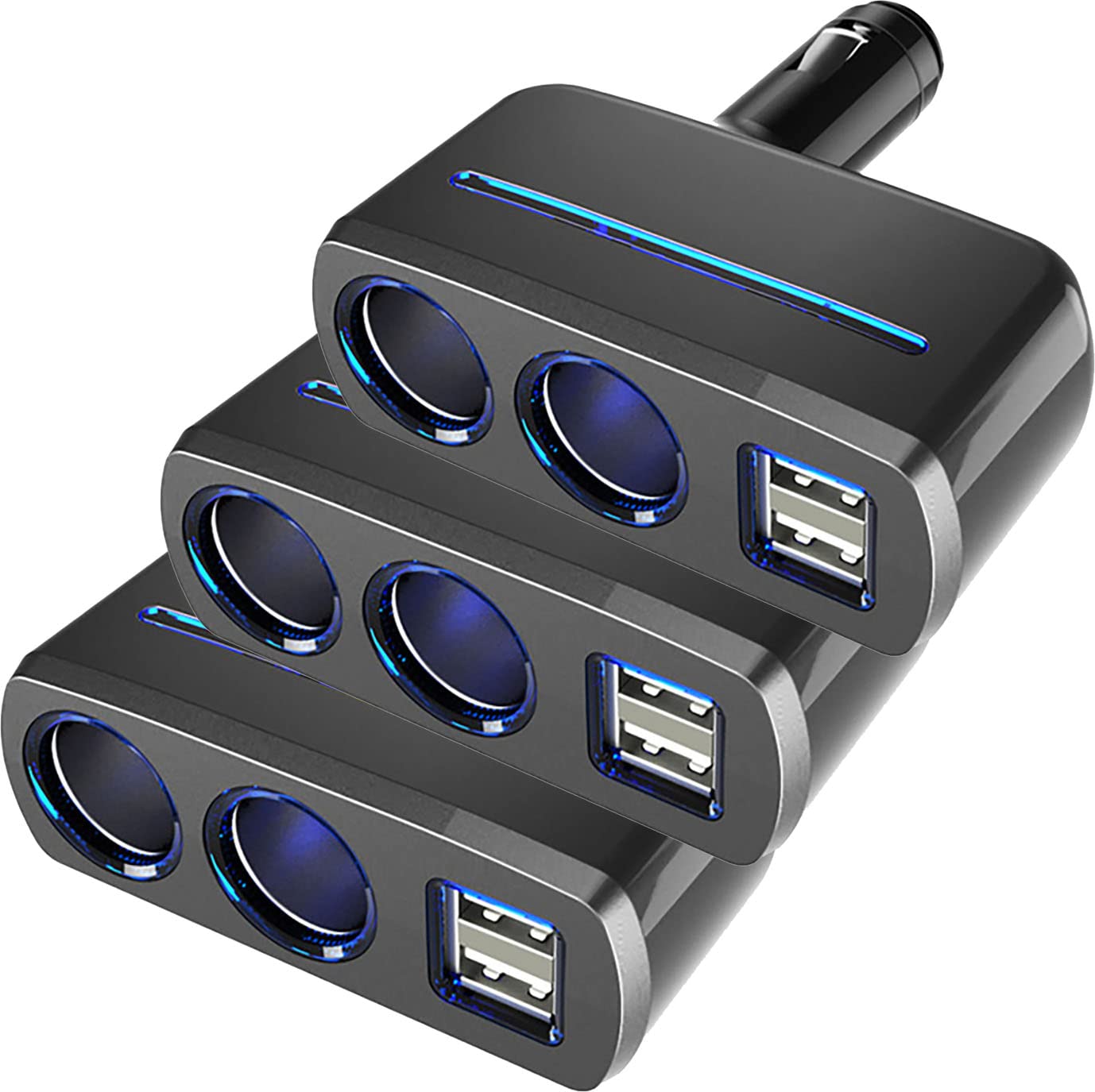 シガーソケット 2連 USB ポート2口 12V 24V 車用 分配器 スマホ充電 電子機器電源 複数台 同時 充電可..