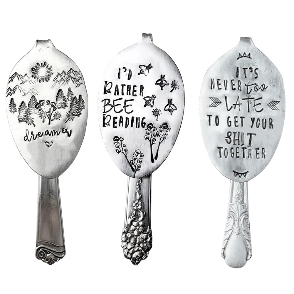 スプーンブックマーク フェル・スリープ・ヒア ブックマーク 面白いブックマーク ユニークなブックマーク ヴィンテージブックマーク 3 個