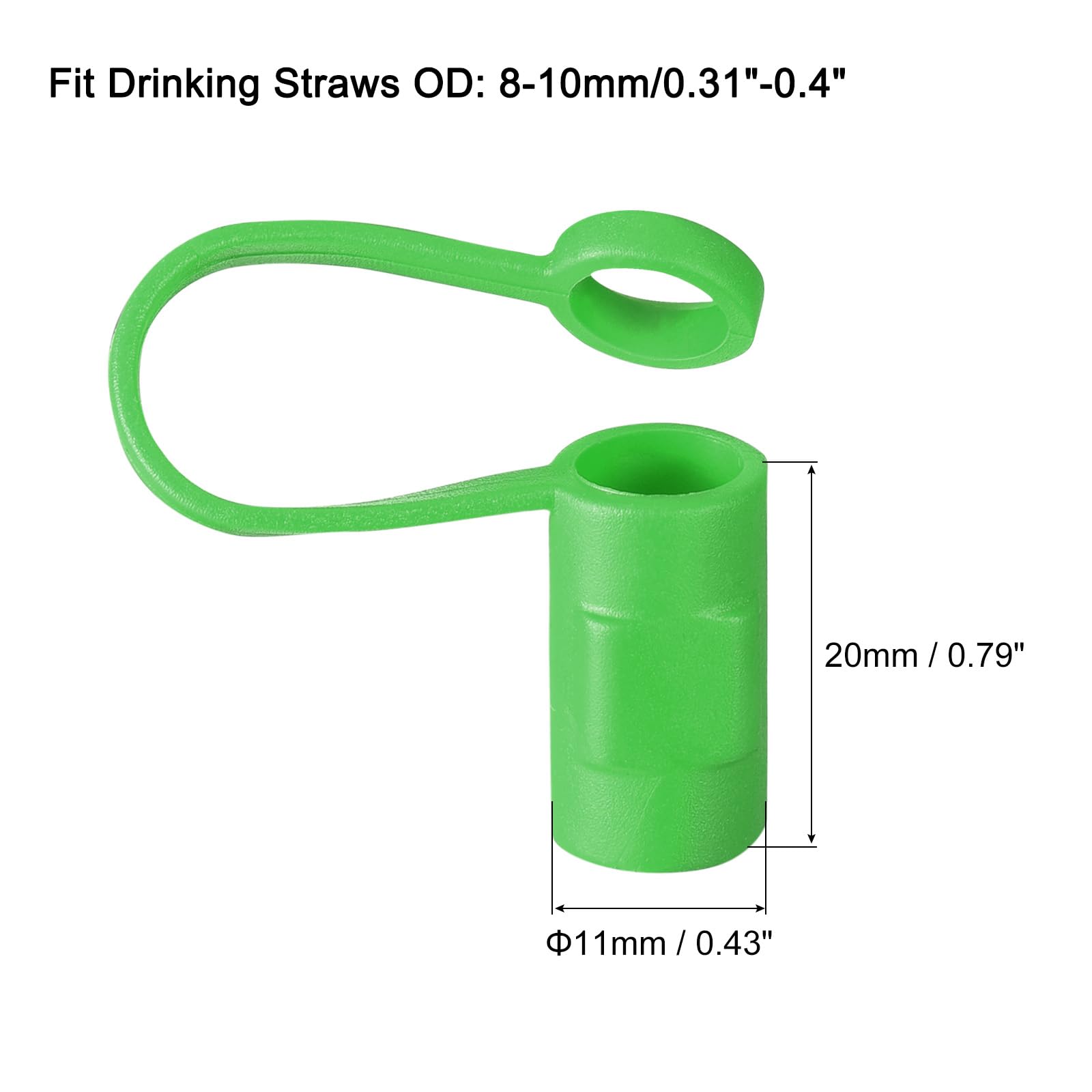T12個入りのストローカバーキャップ 緑のシリコン製ストローカバーは8-10mmの外径ストローに適合し 再利用可能で防塵効果があります。ストローカバーキャップアクセサリー