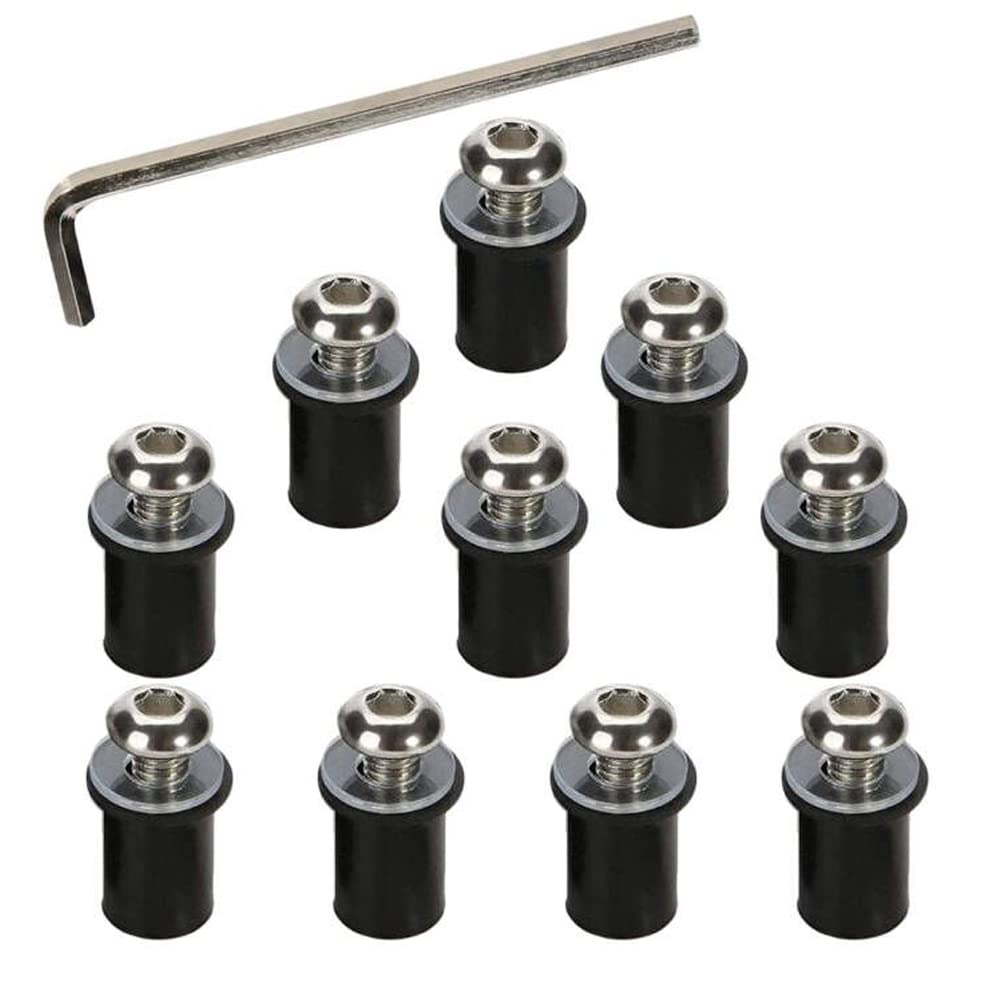 【10個セット】スクリーンボルト ウェルナット 約5mm ボルト 六角レンチ 付き ボルト M5 バイク の ウ..