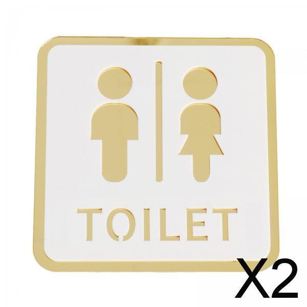 2x 正方形 12 センチメートルバスルームサインアクリル洗面所プラークドア看板装飾バスルームシンボル家庭、ホテル、ショップ、駐車場用