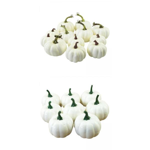 ハロウィーンのテーブルの装飾のための8個の白い人工カボチャの秋の収穫+12x ホワイト 人工カボチャ 秋の工芸品 ハロウィン ホーム用