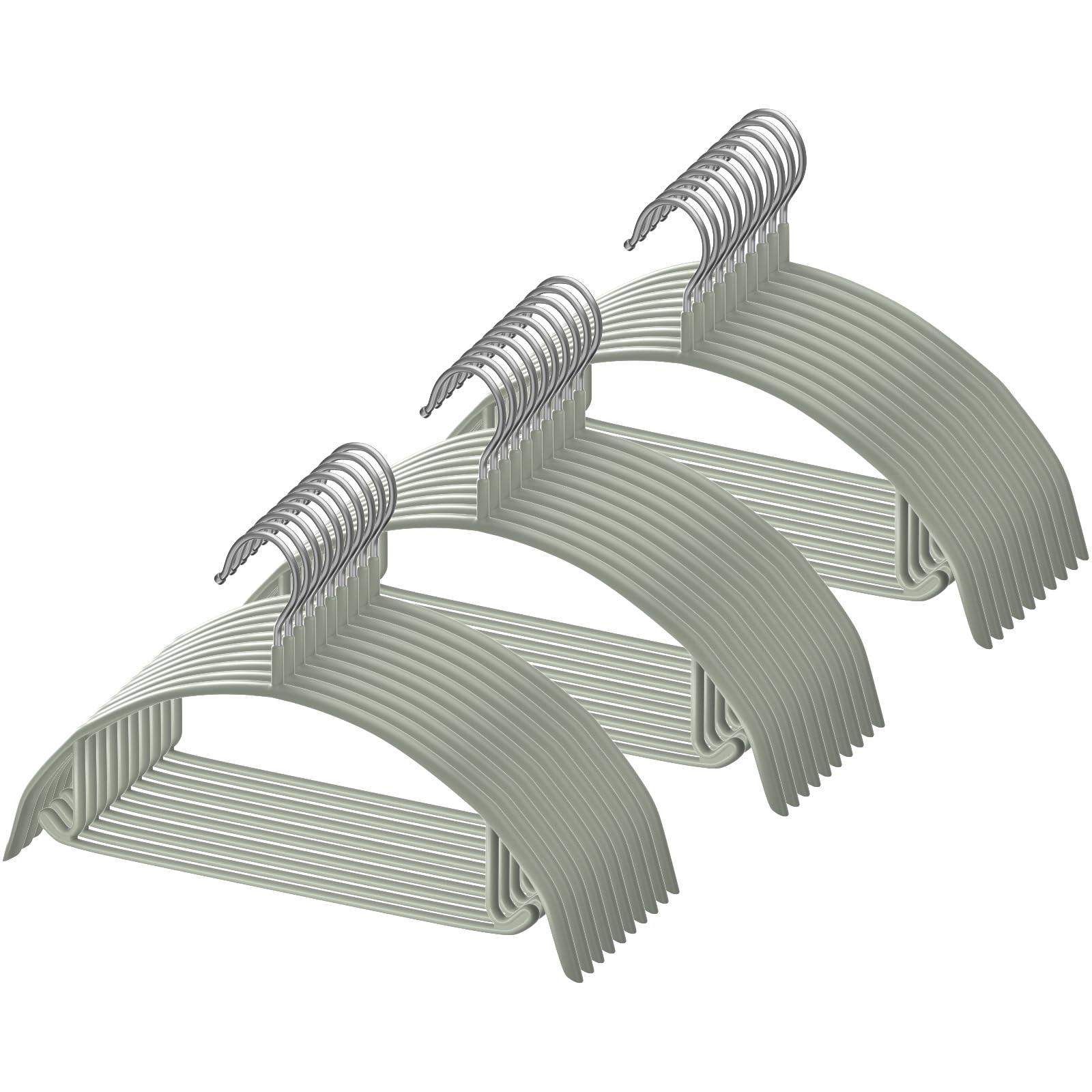 ハンガー 型崩れ防止ハンガー すべらないハンガー 跡がつかない おしゃれ 曲がらない 人体ハンガー 洗濯物干し 多機能衣類はんがー 乾湿両用(深緑 30本)