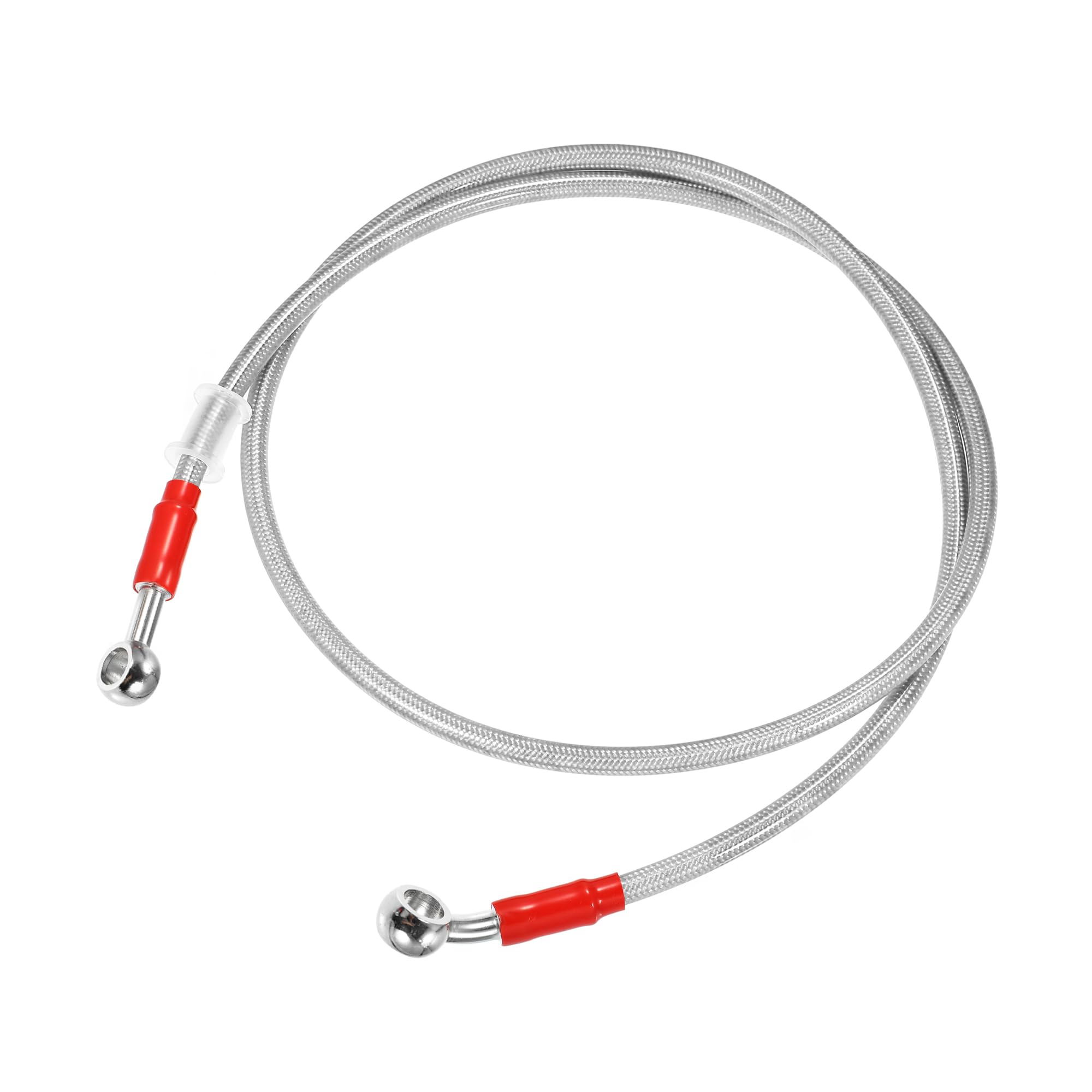 T ブレーキホース バイク メッシュ オイルホース クラッチ ホース メッシュホース 銀色 28° 50cm