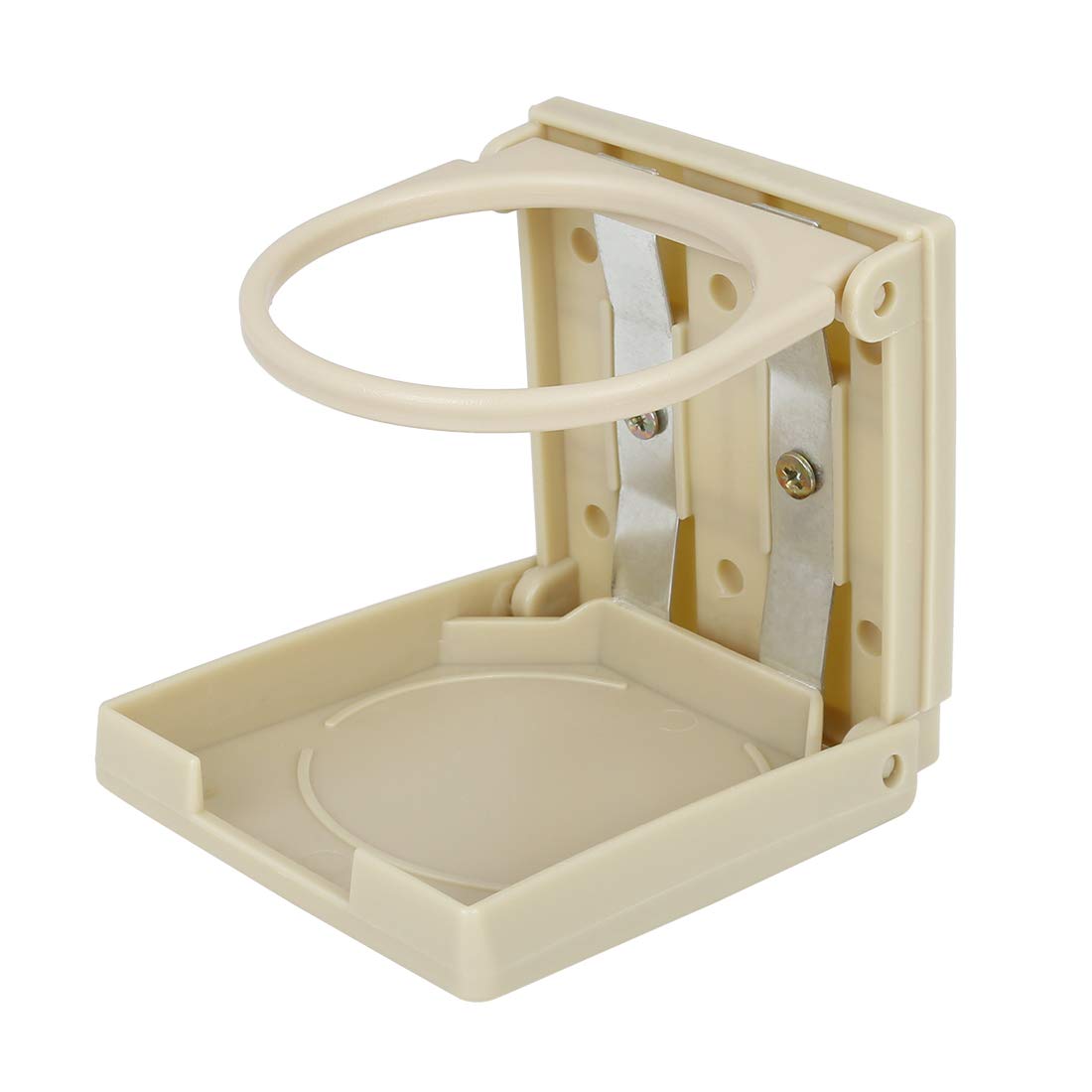 Tユニバーサル調節可能な折りたたみカップ飲料ドリンクトレイラックホルダースタンドベージュ