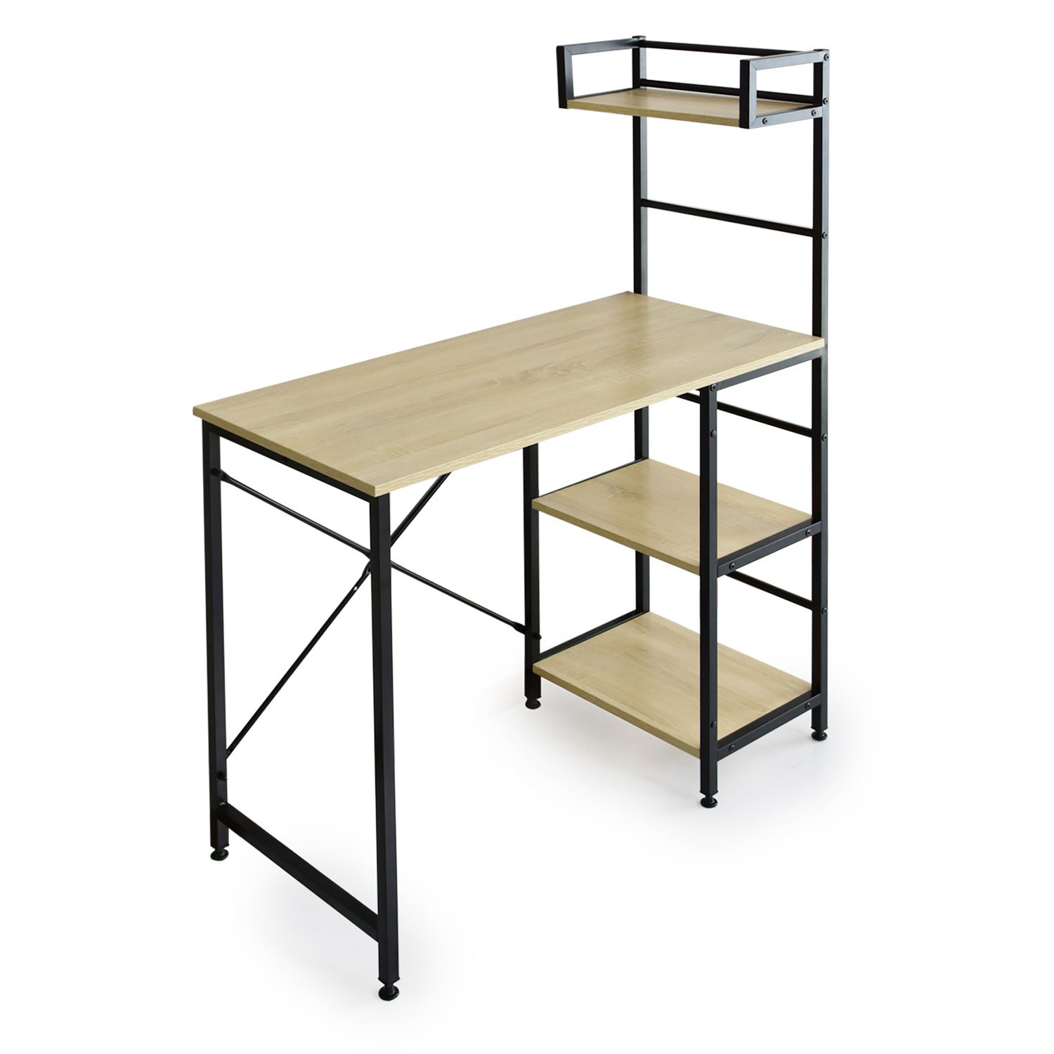 ドリス パソコンデスク 収納 幅95 モニター収納可 ラック付き 組立式 オーク マナコ