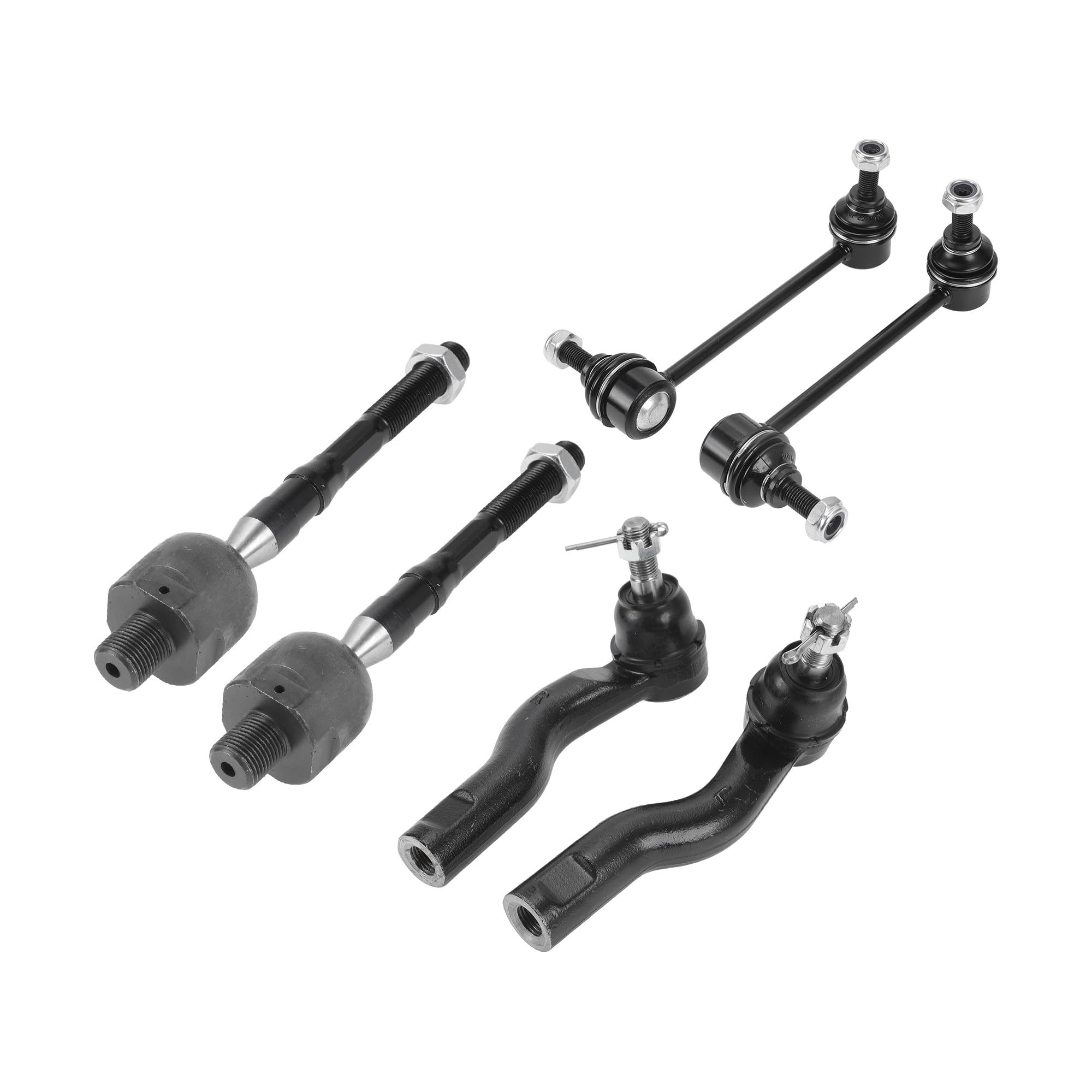 T 6pcs フロントサスペンションキット インナーアウタータイロッドエンド フロントスウェイバーリンク ..