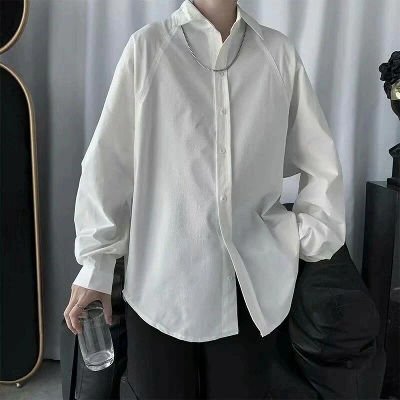 春無地オール長袖シャツ男性ロマンチック韓国ルーズメンズジャケットカジュアルジャケット紳士服
