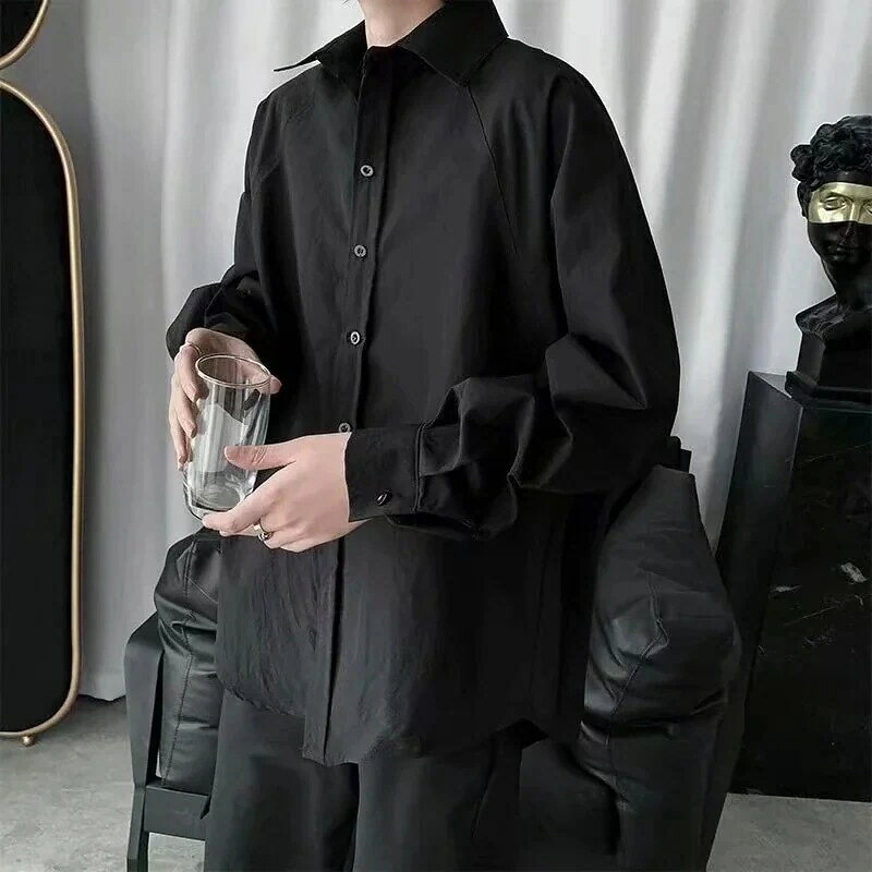 春無地オール長袖シャツ男性ロマンチック韓国ルーズメンズジャケットカジュアルジャケット紳士服