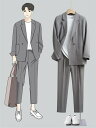 ジャケット ブレザー カジュアルスーツ メンズ 春服 スーツセット ジャケット 上下セット セットアップ ビジネススーツ 2点セット