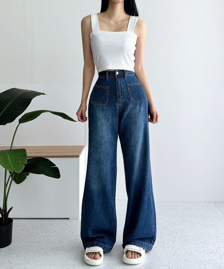 フルレングス ハイウエスト ワイド/ルーズ デニム・ジーンズ [3カラー]