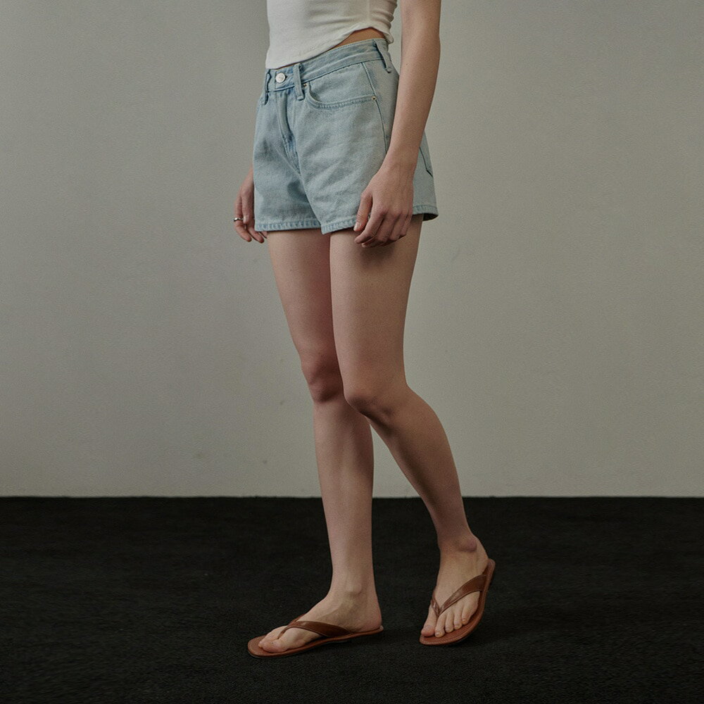 ショート丈 ストレート デニム・ジーンズ [ブルー](4)