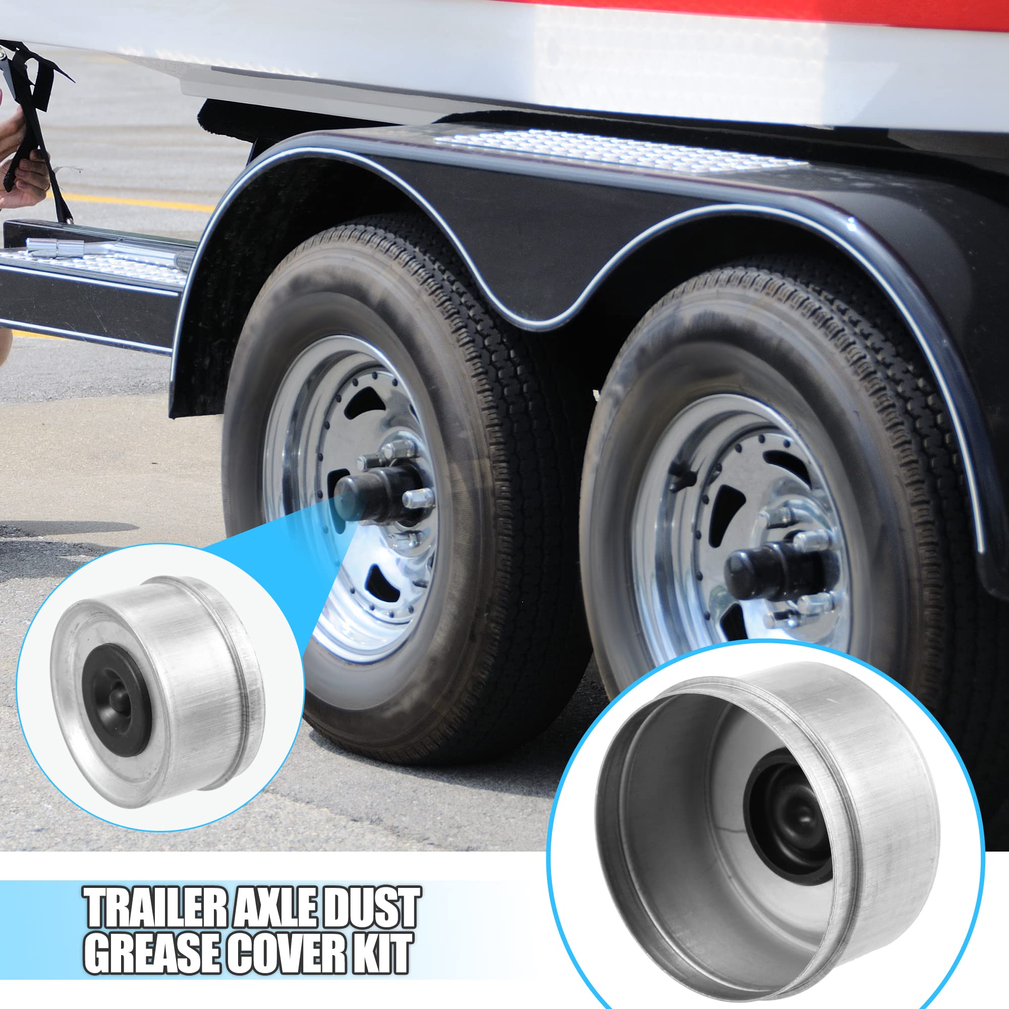 T トレーラーアクスルダストキャップカップグリスカバー Dexterに対応 EZに対応ルーブ トレーラーキャンパー 7000-8000 Lb 車軸ホイールハブベアリング 69 mm 12個ゴムプラグセット付き 4個