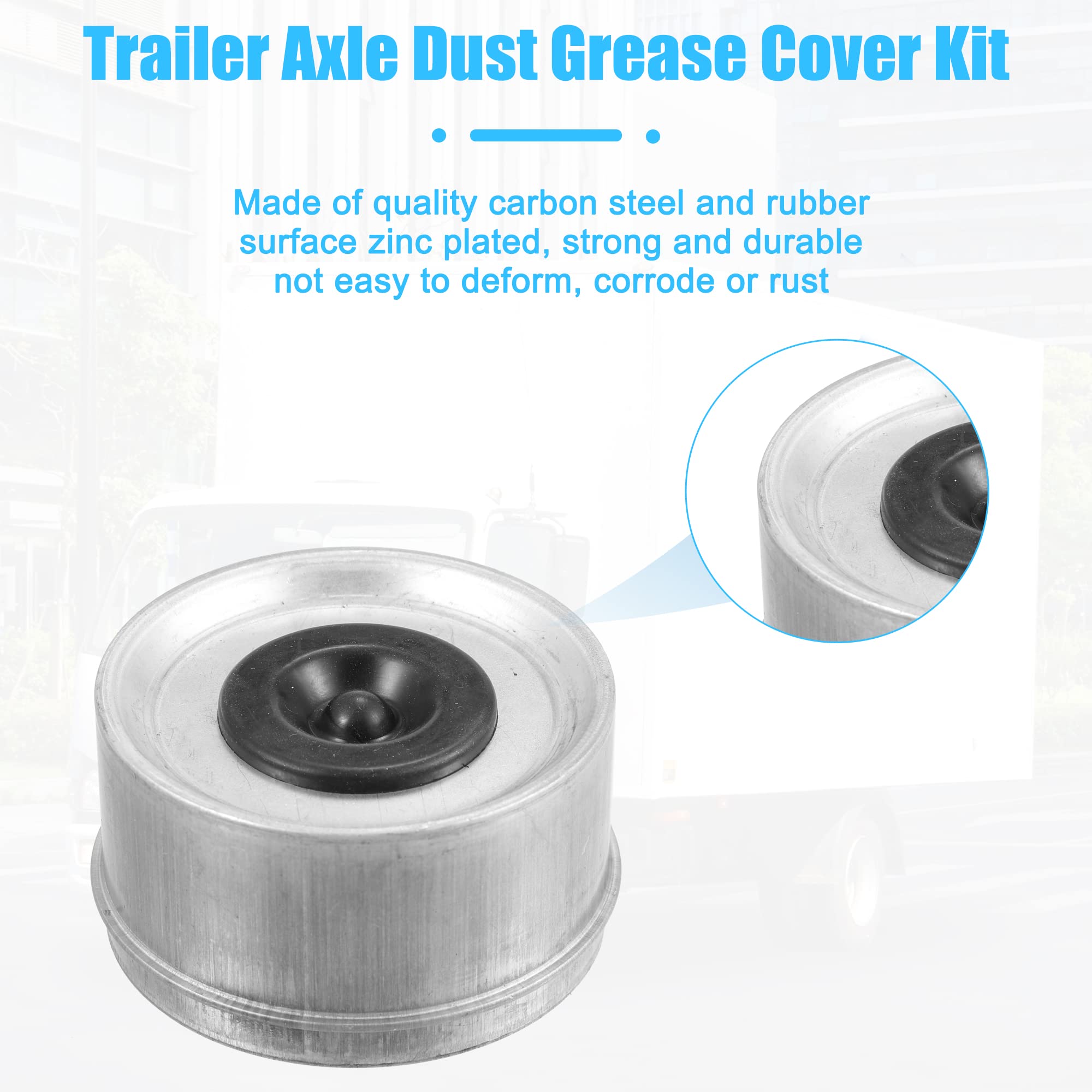 T トレーラーアクスルダストキャップカップグリスカバー Dexterに対応 EZに対応ルーブ トレーラーキャンパー 7000-8000 Lb 車軸ホイールハブベアリング 69 mm 12個ゴムプラグセット付き 4個