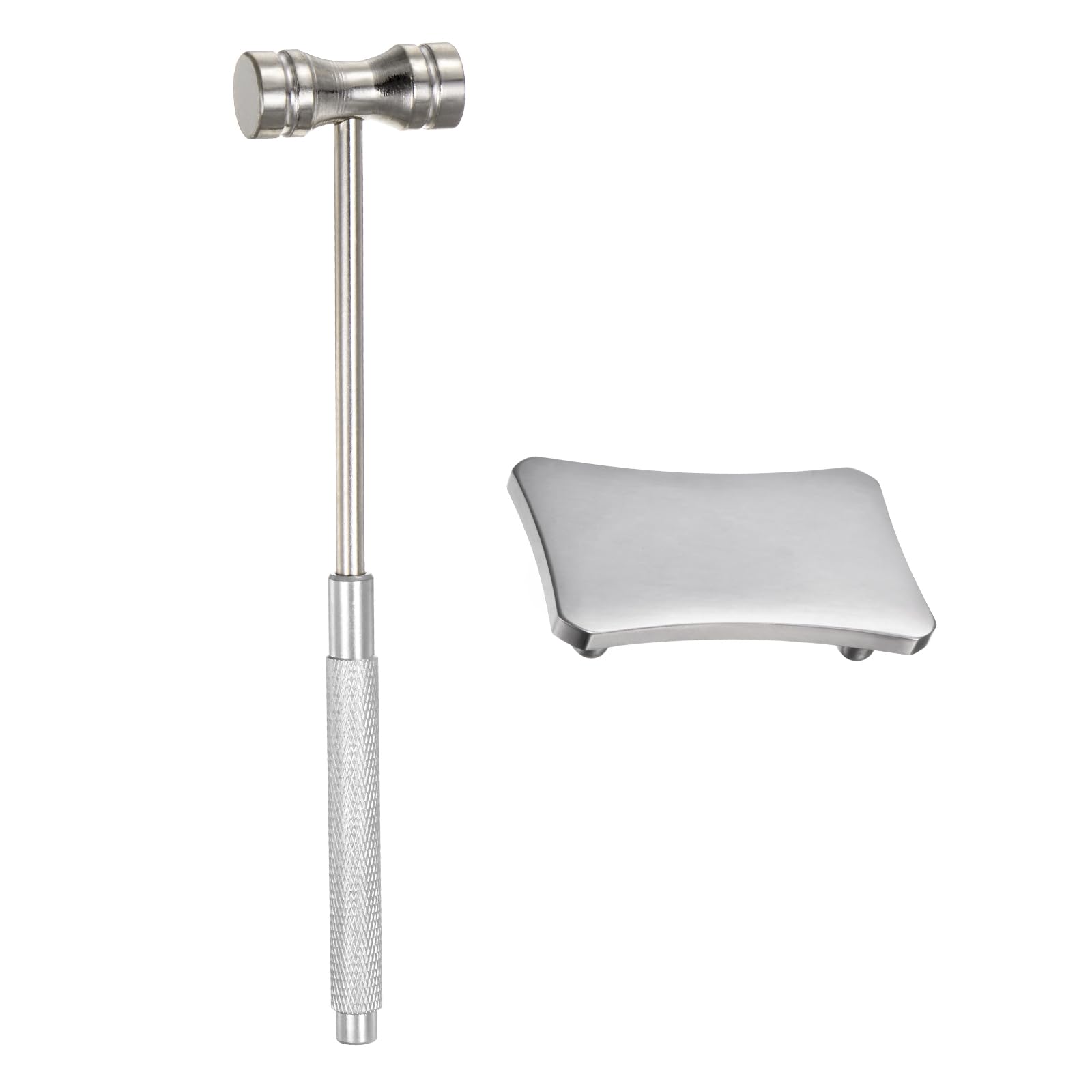 Tダブルフェース小型スチール槌 6" ラウンドデュアルヘッド マルチ機能 ハードヘッド メタルマレット スチールプレート付き 宝石 腕時計 手芸用 シルバートーン