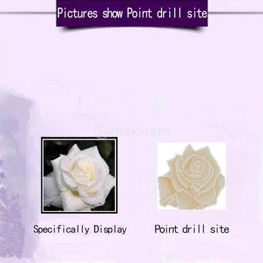 diy 5dダイヤモンドクリスタル刺繍クロスステッチ白バラ30x30cm