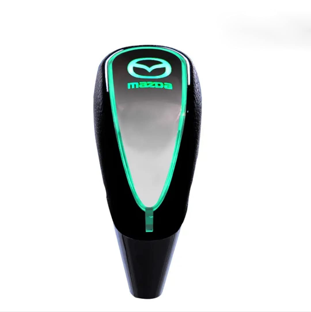 マツダ シフトギア シフトレバー シフトノブ CX-3/CX-4//CX-5/CX-8/アテンザ/アクセラ/デミオ シフトレバー LEDイルミネーションタッチセンサー オートマチック用 七色点灯 タッチセンサー エッジRGB メッキ材質 黒革 [並行輸入品] (マツダ)